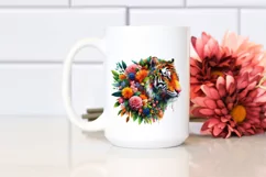 Vibrant Tiger with Plant Leaves PNG Product Image 2