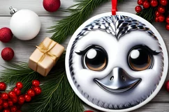 Shiny Swan Face Round Ornament Sublimation PNG Product Image 2