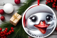 Shiny Swan Face Round Ornament Sublimation PNG Product Image 2