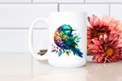 Vibrant Bird with Plant Leaves PNG Product Image 2