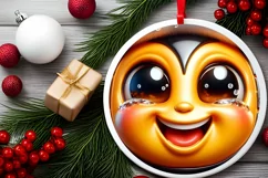 Shiny Bee Face Round Ornament Sublimation PNG Product Image 2