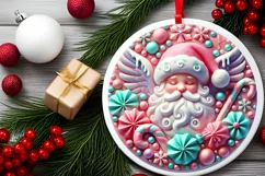 Round Christmas Ornament Sublimation|Clipart Product Image 1