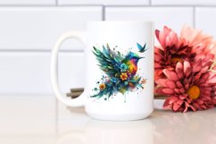 Colorful Bird with Flowers PNG Product Image 2