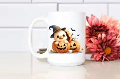 Cute Baby Duck Popping Out from Halloween Pumpkin Product Image 2