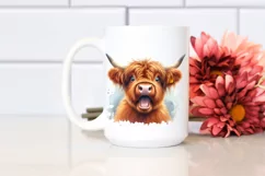 Highland Cow Portrait Excited Clipart Product Image 2