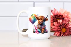 Colorful Baby Highland Cow Balloon PNG Product Image 2