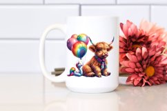 Colorful Baby Highland Cow Balloon PNG Product Image 1