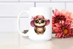 Proud Owl Sun Hat Watercolor Clipart Product Image 2