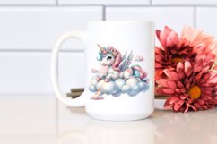 Unicorn Clouds Watercolor Pastel Clipart Product Image 2
