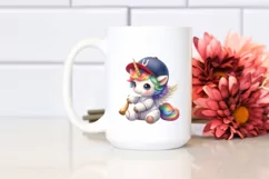 Cute Baby Unicorn Baseball | Clipart Product Image 2