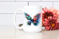 Abstract Butterfly with Flowers PNG Product Image 2