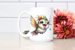 Hummingbird Whimsical Watercolor Clipart Product Image 2