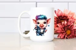 excited Baby Pig Posing PNG Product Image 2