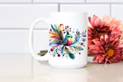 Watercolor Whimsical Vibrant Bird | Sublimation Clipart Product Image 2