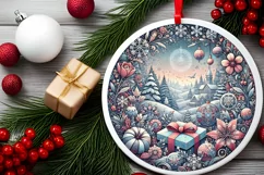 Round Christmas Ornament Sublimation|Clipart Product Image 2