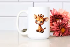 Vibrant Watercolor Giraffe Plush with Sewn Details | Clipart Product Image 2