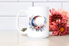 Vibrant Whimsical Moon with Flowers Clipart PNG Product Image 2