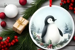 Round Christmas Ornament with Penguin PNG Product Image 2