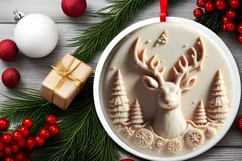 3D Marzipan Christmas Deer Ornament PNG Product Image 2