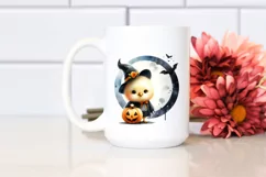 Washed Watercolor Chicken on Halloween Moon, PNG Product Image 2
