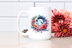 Vibrant Wimsical Moon Flowers Clouds | Sublimation | Clipart Product Image 2