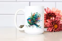 Abstract Bird with Plant Leaves PNG Product Image 2