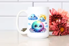 Colorful Baby Spider with Smiling Cloud | Clipart Product Image 2