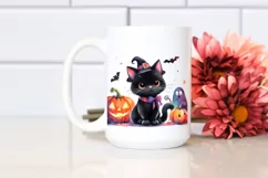 Cute Baby Black Cat Halloween Drawing | Sublimation Clipart Product Image 2