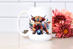 Colorful Baby Highland Cow Puck PNG Product Image 1