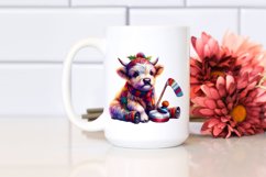 Colorful Baby Highland Cow Puck PNG Product Image 2