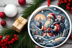 Round Christmas Ornament Sublimation|Clipart Product Image 1