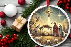 Round Christmas Ornament Sublimation|Clipart Product Image 1