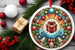 Round Christmas Ornament Sublimation|Clipart Product Image 1