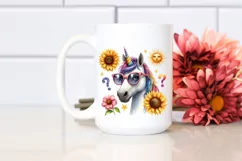 Confused Unicorn Portrait Sunglasses | Sublimation | Clipart Product Image 2