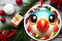 Shiny Parrot Face Round Ornament Sublimation PNG Product Image 2