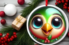 Shiny Parrot Face Round Ornament Sublimation PNG Product Image 2