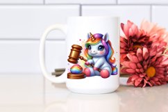Colorful Baby Unicorn with Gavel PNG Product Image 2
