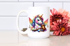 Colorful Baby Unicorn with Gavel PNG Product Image 2
