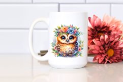 Baby Owl Floral Wreath Sublimation Clipart Product Image 2