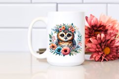 Baby Owl Floral Wreath Sublimation Clipart Product Image 2