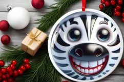 Shiny Zebra Face Round Ornament Sublimation PNG Product Image 2