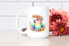 Colorful Parrot with Flower Crown | Sublimation Clipart Product Image 2