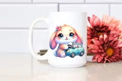 Smiling Baby Bunny in Car | Clipart Product Image 2