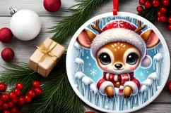 Round Christmas Ornament Sublimation|Clipart Product Image 1
