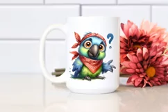Confused Parrot Bandana Watercolor Clipart Product Image 2