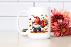 Colorful Gnome with Autumn Leaves PNG Product Image 2