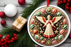 Round Christmas Ornament Sublimation|Clipart Product Image 1