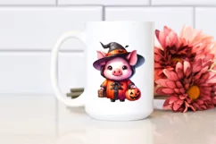 Vibrant Cute Baby Pig Halloween Clipart Product Image 2