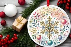 Round Christmas Ornament Sublimation|Clipart Product Image 2