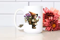 Colorful Small Gnome with Crocus Bouquet PNG Product Image 2